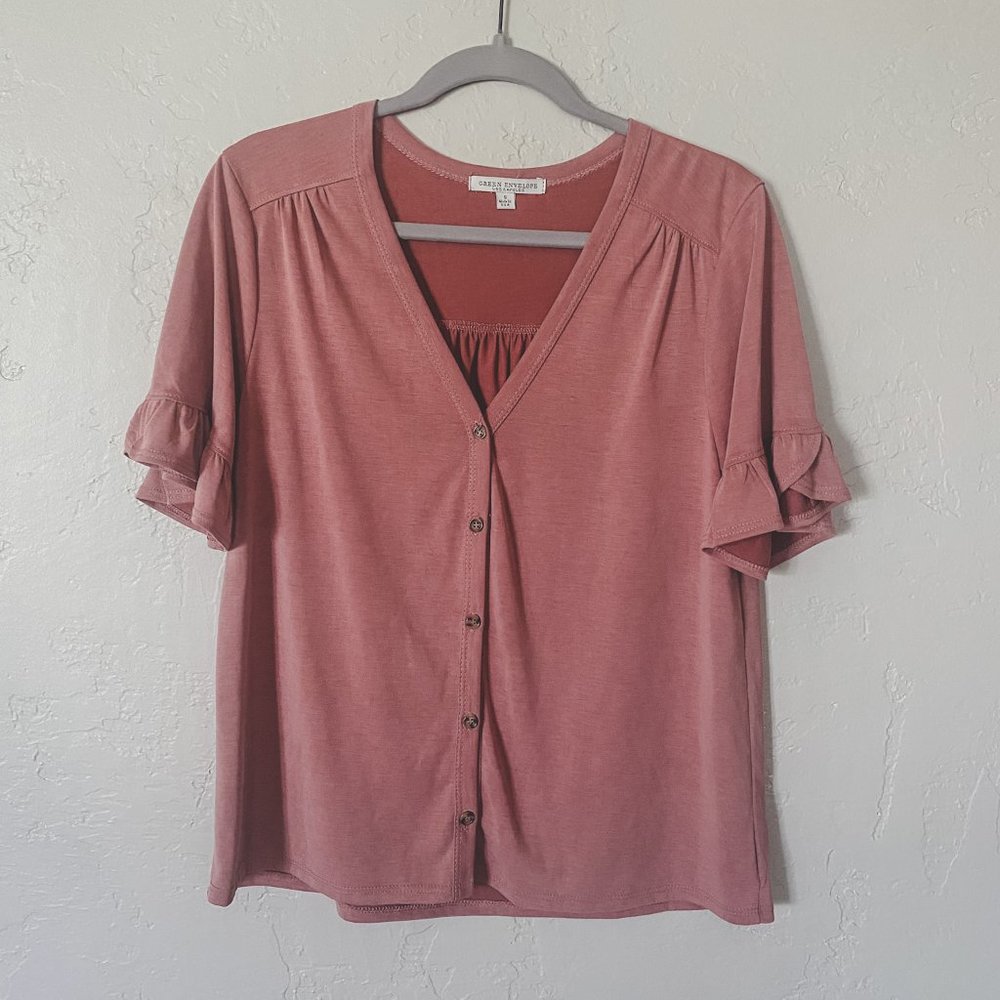 Green Envelope - size S blush blouse